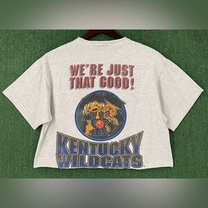 VTG 90’s Kentucky Wildcats Basketball Cutoff Cropped T-shirt Womens Sz Large